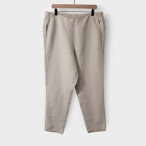 J. Jill Love Linen Stretch Elastic Band Pull On Pants Beige Large Neutral Casual